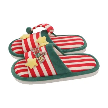 Thin Strips Home Slippers Unisex, Green Red