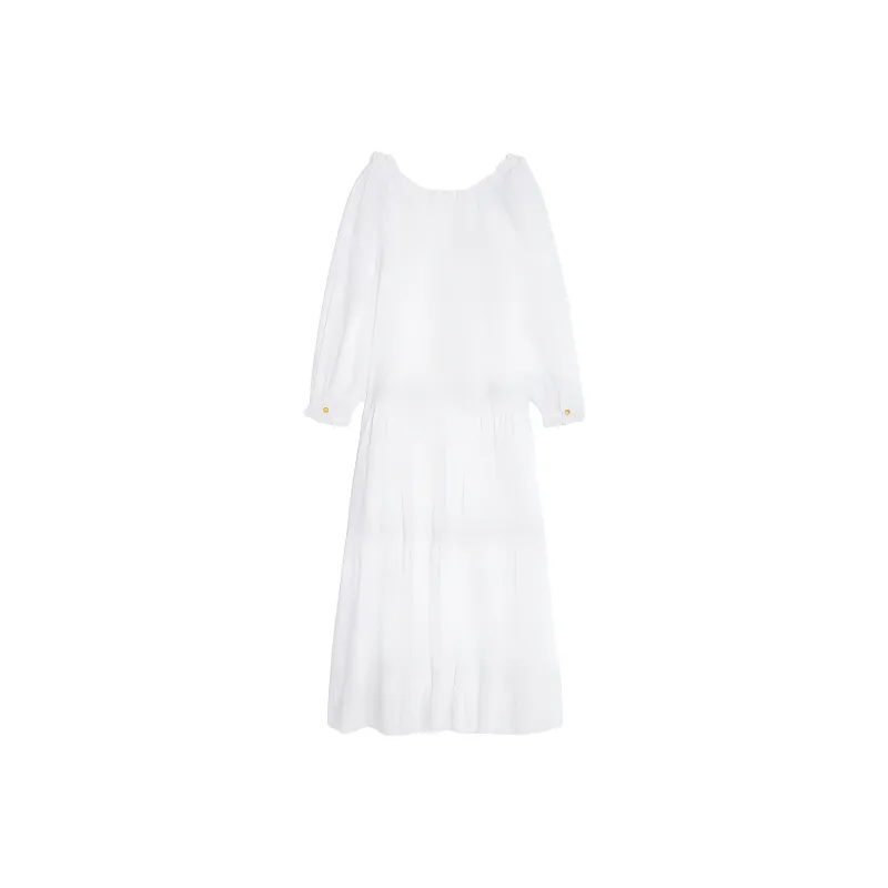 CELINE Embroidered Folk Dress In Cotton Muslin-1