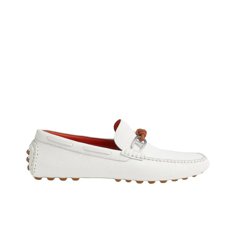 HERMES Alessandro Gommino Loafers Men's White-1