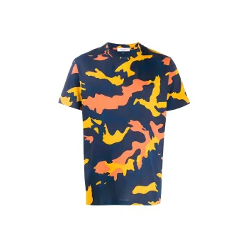 Valentino T-Shirts Men Camouflage Blue
