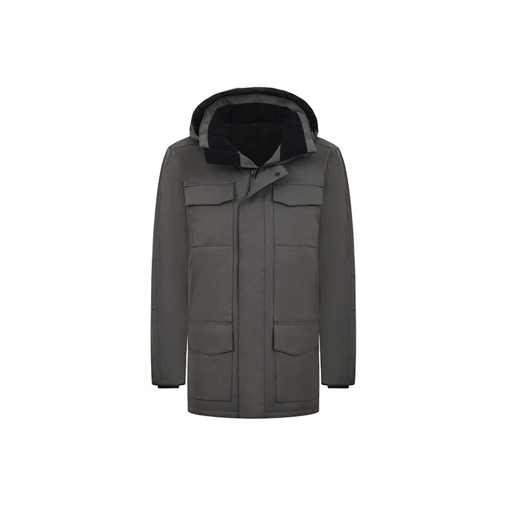 Canada Goose Windermere Series Solid Color Hooded Down Jacket Men's Graphite-0