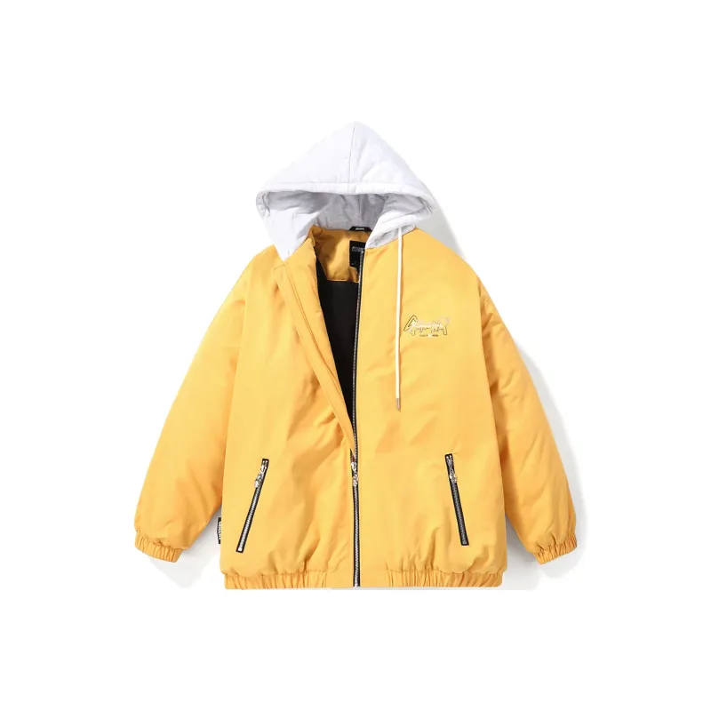 GENANX Letter Plaid Hooded Loose Fit Puffer Jacket Unisex-6