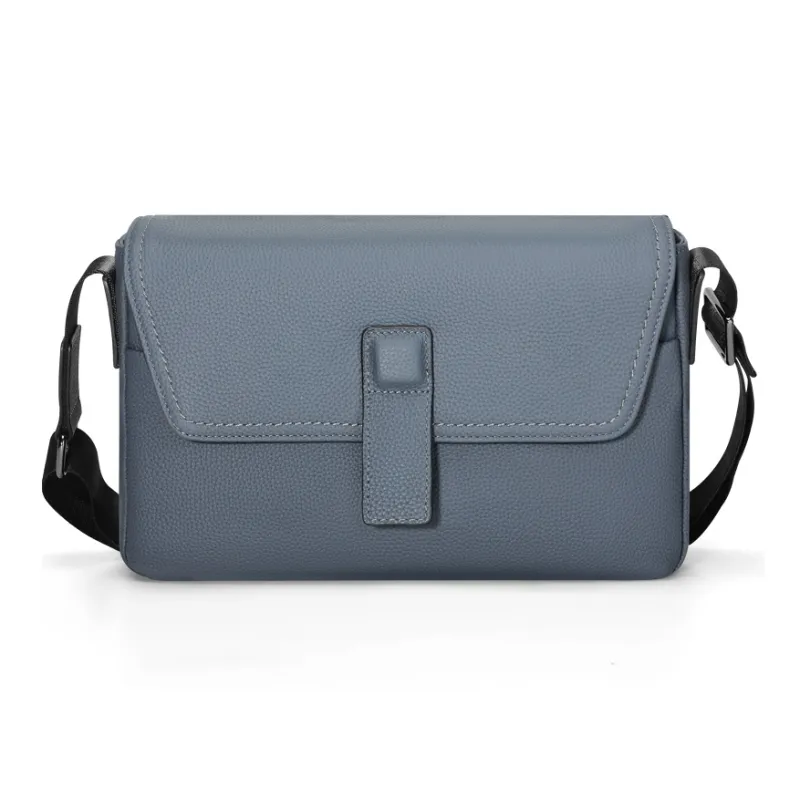 CROSSGEAR Top Grain Cow Leather Crossbody Bag, Shoulder Bag Unisex Blue-0
