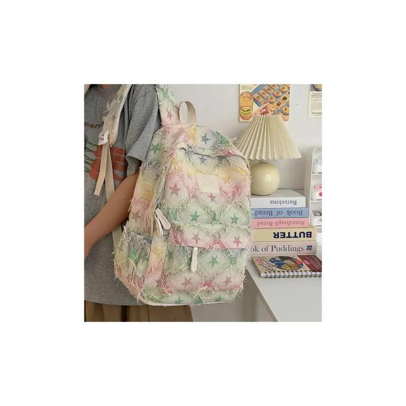 Alcohol Dragon Nylon Backpack Regular Women's Rectangular Block/Checkerboard/Stars-9
