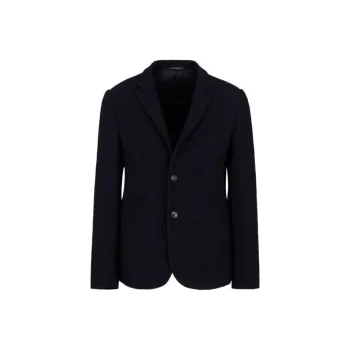 EMPORIO ARMANI Single breasted Jacket In A 3D effect Virgin wool Stretch Jersey Knit