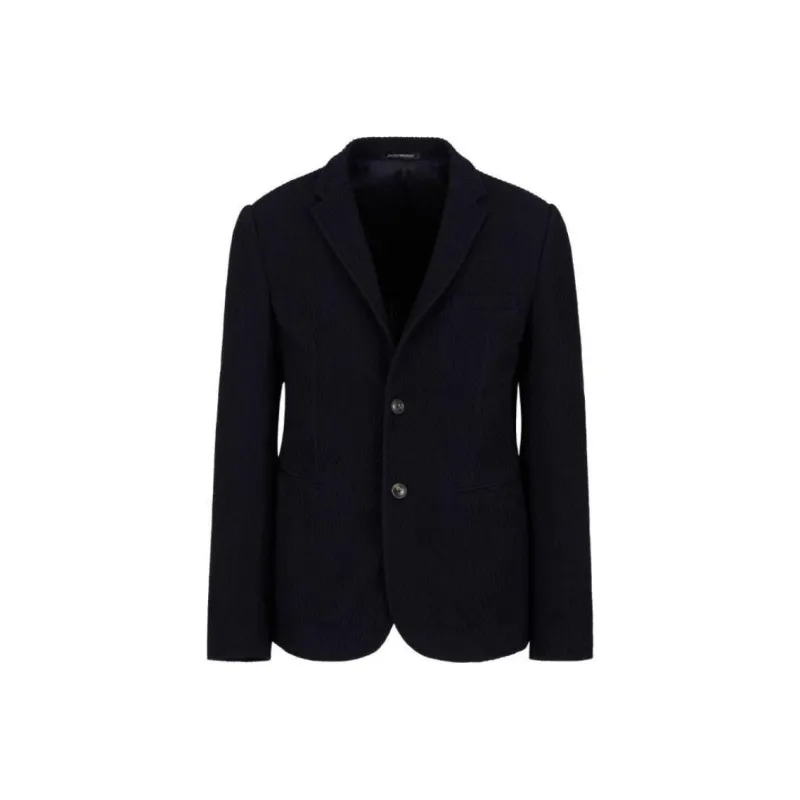 EMPORIO ARMANI Single breasted Jacket In A 3D effect Virgin wool Stretch Jersey Knit-0