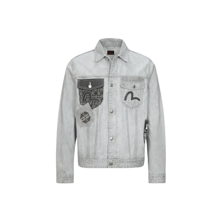 EVISU Denim Jackets Men Denim Gray-0