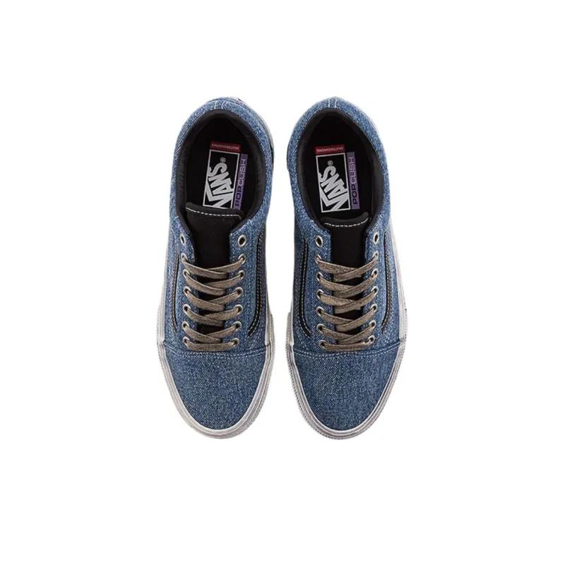 Vans Skate Old School Anti Slip Wear Resistant Low Top Skateboard Shoes Unisex Blue-2