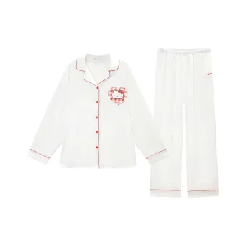 GUKOO x Sanrio Hello Kitty Pajama Set Women's Tallow White