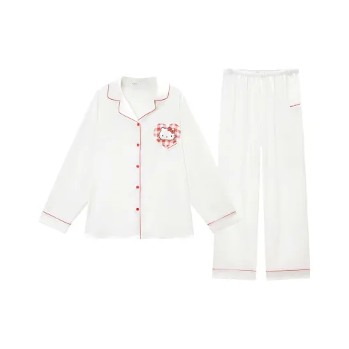 GUKOO x Sanrio Hello Kitty Pajama Set Women's Tallow White