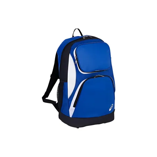 Asics Synthetic Leather Bonded Polyester Backpack Unisex White & Marine Blue