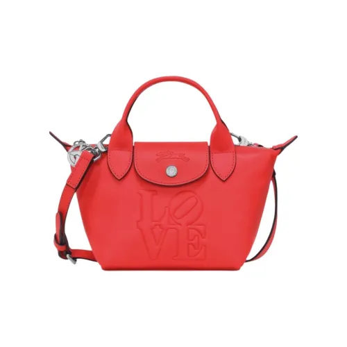 LONGCHAMP Cow Leather Shoulder Bag Crossbody Bag Handbag Women's Red
