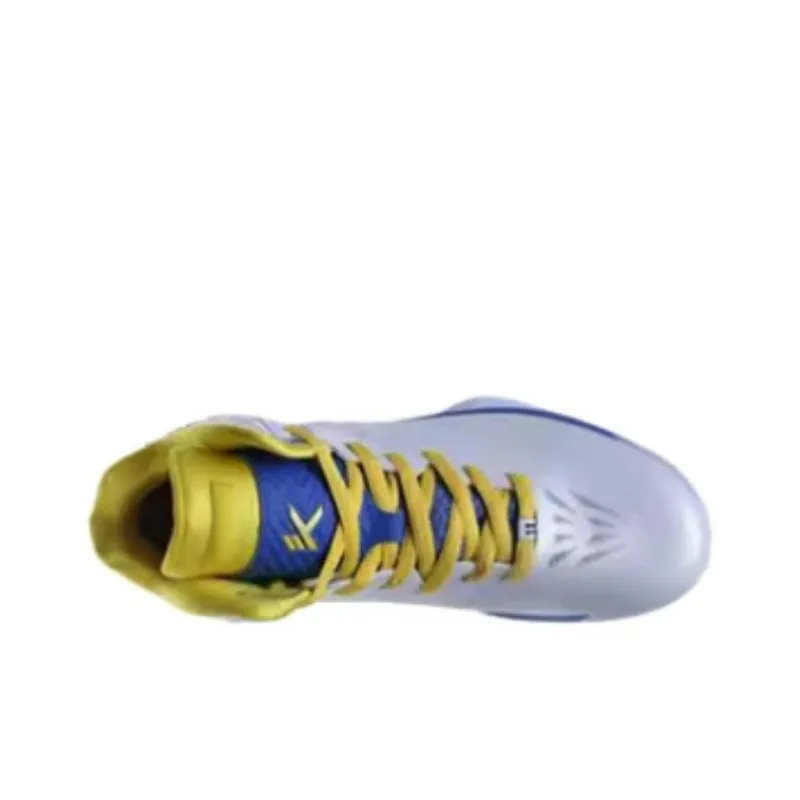 Anta Thompson KT Basketball Anti-Slip Wear-Resistant High-Top Basketball Shoes Men's White Blue Yellow-3