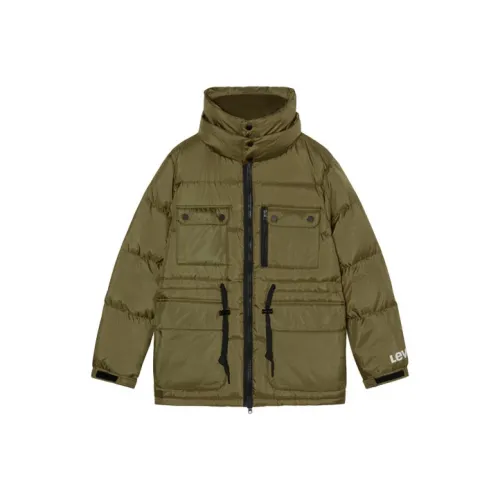 Levis Solid Color Stand Collar Thickened Down Jacket Men's Green