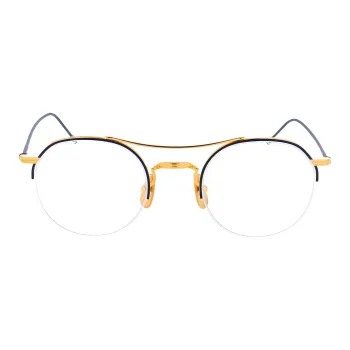 THOM BROWNE Eyeglass Frames Unisex Blue Gold Color