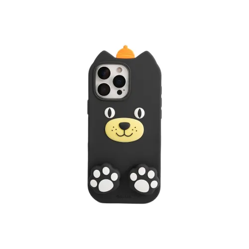 Sopi Silicone Material Black Lucky Cat Phone Cases Compatible With IPhone 16/15 Pro Max/Apple 13/14 Pro/Max