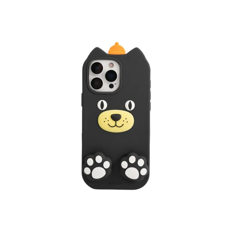 Sopi Silicone Material Black Lucky Cat Phone Cases Compatible With IPhone 16/15 Pro Max/Apple 13/14 Pro/Max-0
