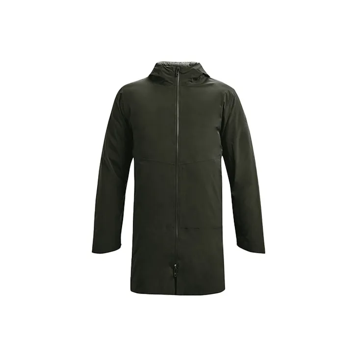 Under Armour Solid Color Hooded Mid Length Down Jacket Men's Rock Green-0