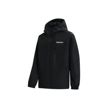 Kawasaki Water Resistant Windproof Quick Dry Windbreaker Jacket Unisex Black