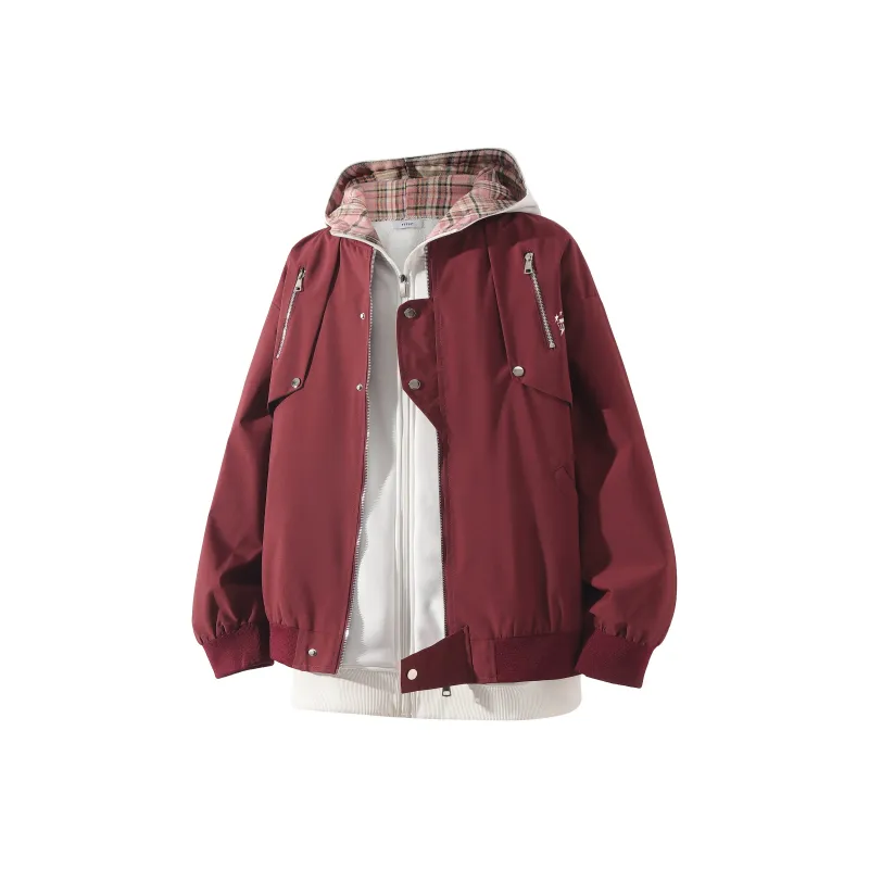 TITH Jackets Coats Unisex Burgundy-0