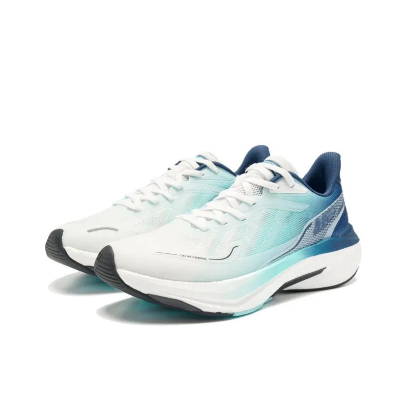 QIAODAN Wear-resistant Non-slip And Breathable Low-Top Sprint Long Distance Running Running Shoes Men's White Blue-2
