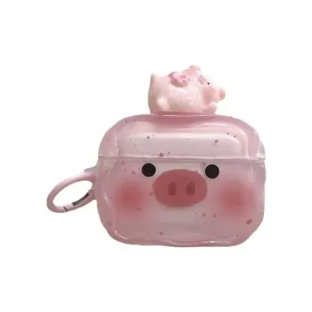 Beams Compatibility With Apple AirPods Pro 2 Silicone Ins Cute 3D Effect Lying Down Blush Piglet Headphone Cases