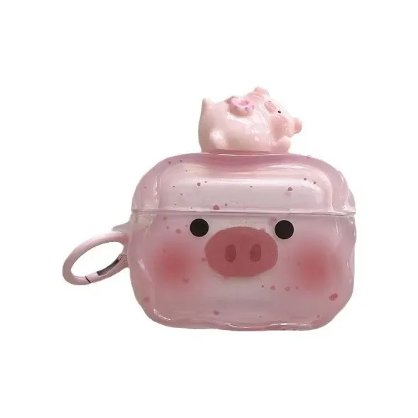 Beams Compatibility With Apple AirPods Pro 2 Silicone Ins Cute 3D Effect Lying Down Blush Piglet Headphone Cases-0