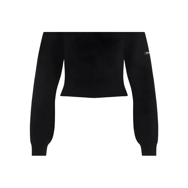 Balenciaga Logo Patch Cropped Sweater-3