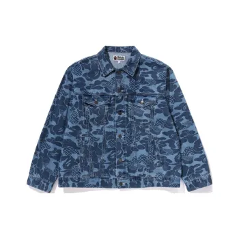 A BATHING APE SS24 Denim Jacket Unisex Marine Blue
