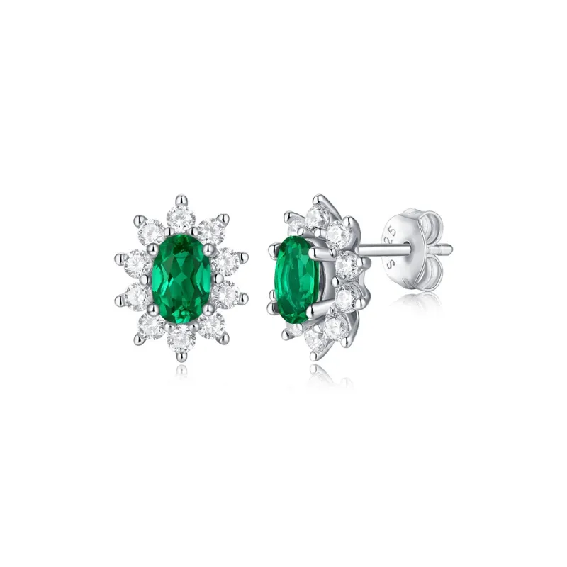 Syrup S925 Silver Artificial Gemstone Stud Earrings Women's-1