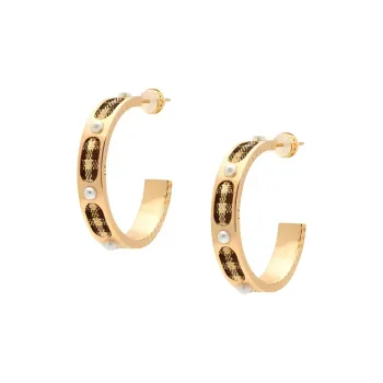 Oups! Plaid Enchantment Collection S925 Silver Chelsea Waltz Hoop Earrings, Box Women's