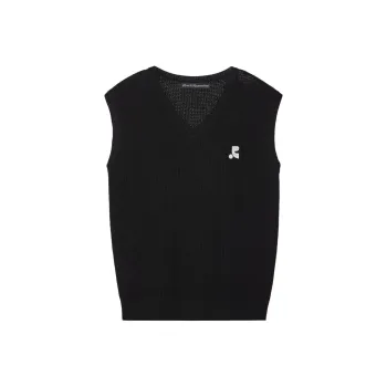 Rest&Recreation OVERSIZED V-NECK KNIT VEST Vest Unisex BLACK/Black