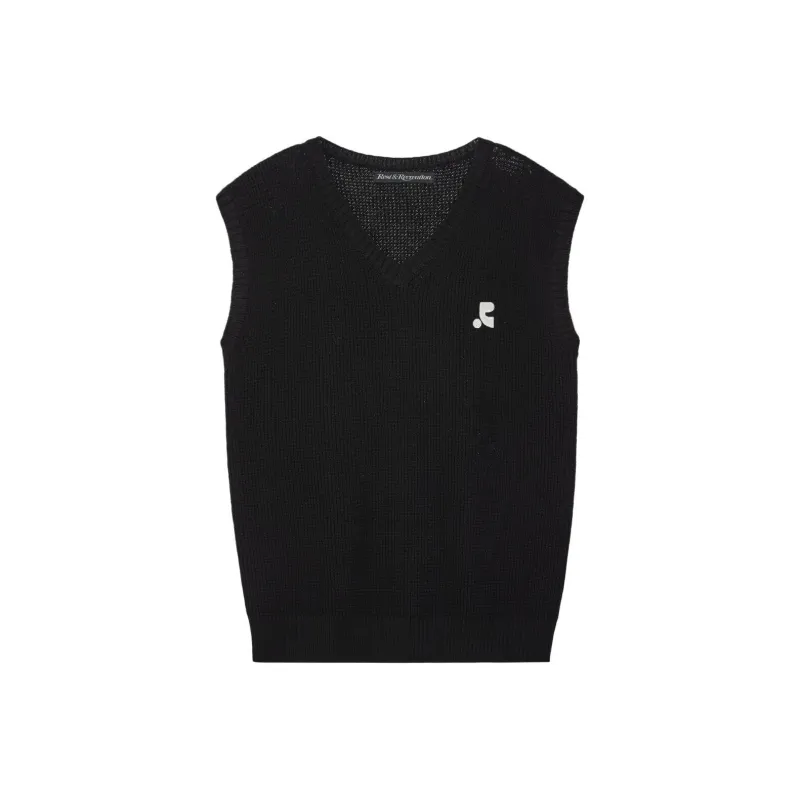 Rest&Recreation OVERSIZED V-NECK KNIT VEST Vest Unisex BLACK/Black-0