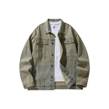 BEENTRILL Denim Jackets Unisex Yellow Mud
