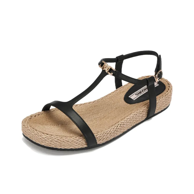 73Hours Slow Island Exploration One Strap Sandals Women's Black-1
