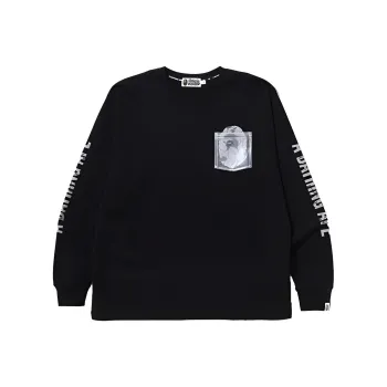 A BATHING APE Reflective Solid Camo Ape Head Relaxed Fit Pocket L/S Tee