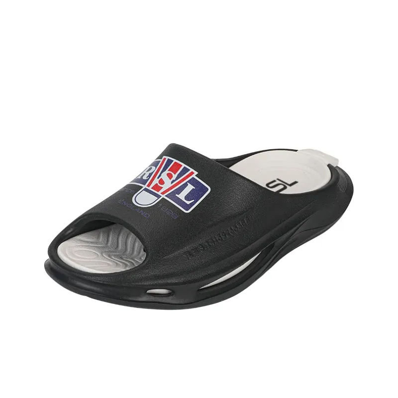 RSL Slip Resistant Abrasion Resistant Cushioning Slide Slippers Unisex Black White-2