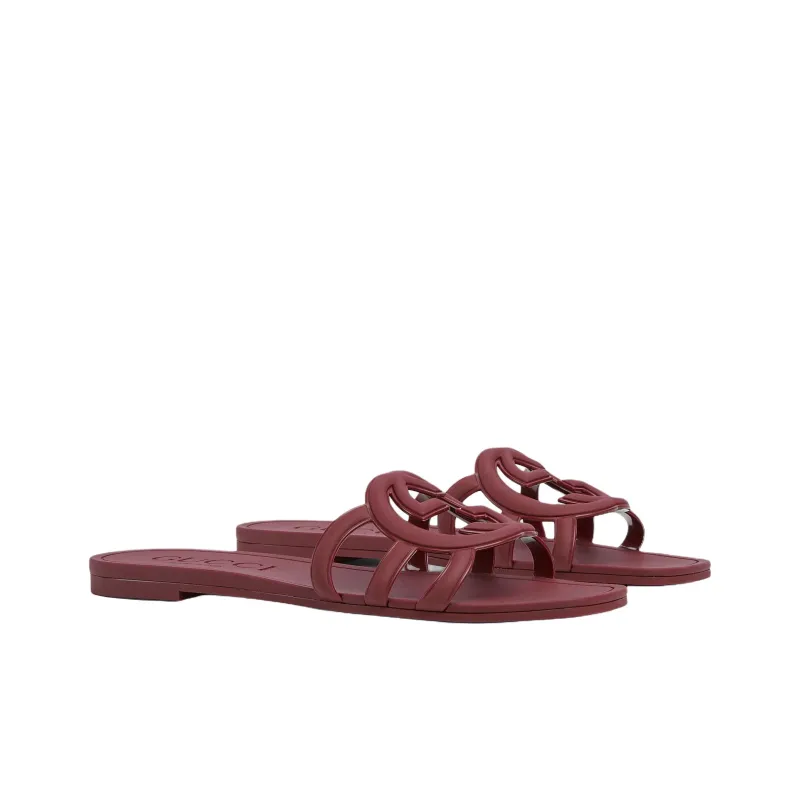 GUCCI Interlocking Slide Slippers Women's Red-2