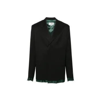 MM6 Maison Margiela Signature Single-Siitch Logo Raw Cut Edge Jacket