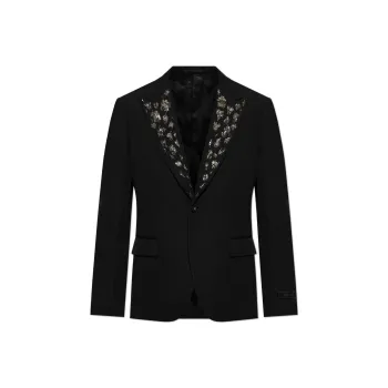 VERSACE Logo Appliqué Embellish Detailed Blazer