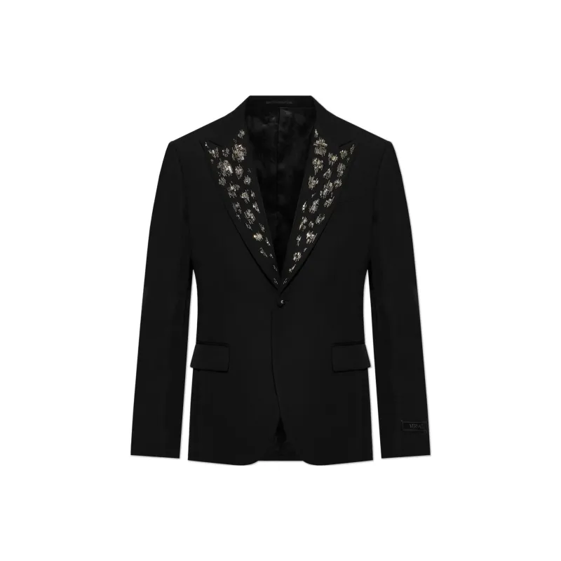 VERSACE Logo Appliqué Embellish Detailed Blazer-0
