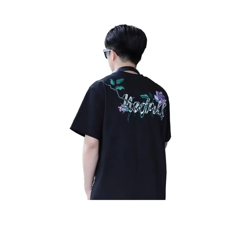 PAINT STAIN Fashion Versatile T Shirt Unisex Classic Black-4