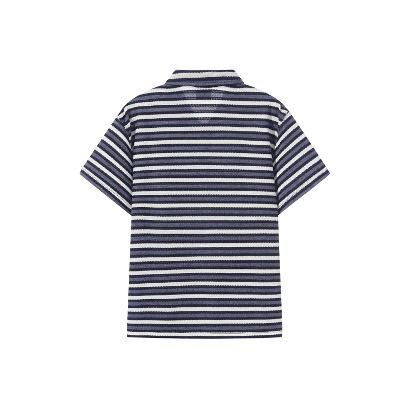 BLINDNOPLAN Polo Shirt Unisex Blue Stripes-1