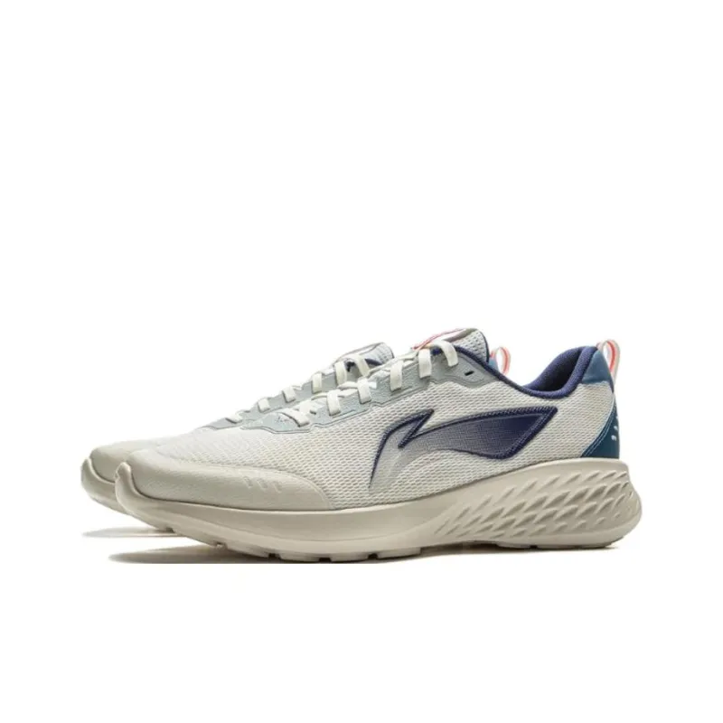 LiNing Light Cloud Abrasion Resistant Slip Resistant Low Top Casual Running Shoes Men's White Blue-2