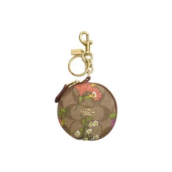 COACH Signature Coated Canvas Coin Purse Mini Women's Khaki & Green