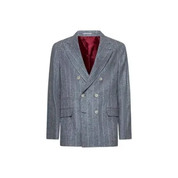 Brunello Cucinelli Double Breasted Pinstripe Detailed Blazer