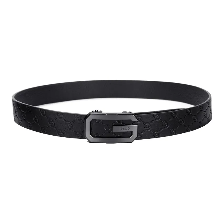 POLO Cow Leather Belts Men's Electrophoresis Black Width 3.5cm-18