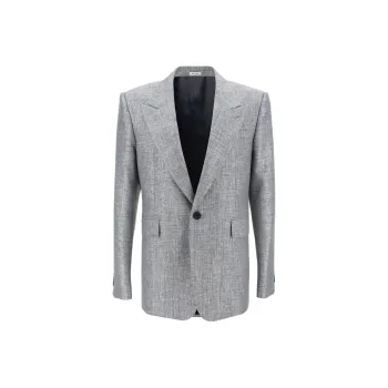 Alexander McQueen Single Breasted Metallic Finish Blazer