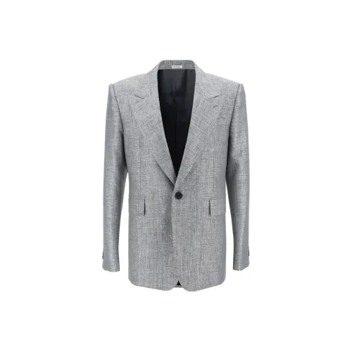 Alexander McQueen Single Breasted Metallic Finish Blazer
