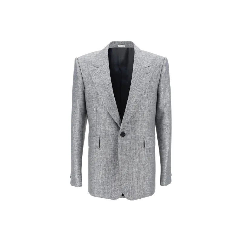 Alexander McQueen Single Breasted Metallic Finish Blazer-0